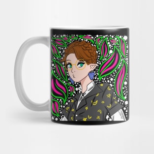 majo magical girl in elf witchcraft floral art Mug